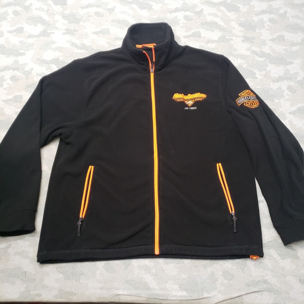 Harley-Davidson Cafe Jacket Mens XL Black Fleece Full Zip Las Vegas Biker